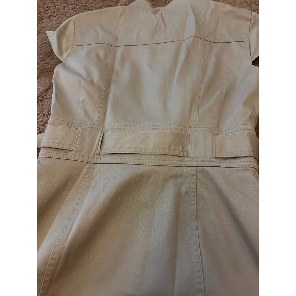 Calvin Klein Women's Khaki Button Front Belted Safari Sheath Dress Sz XS - Picture 8 of 10
